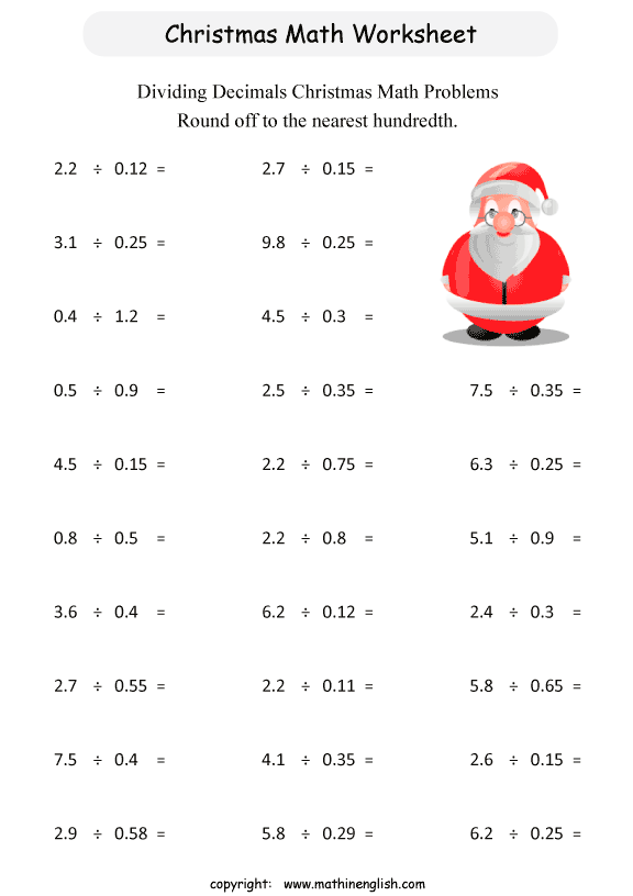 Christmas maths homework year 6