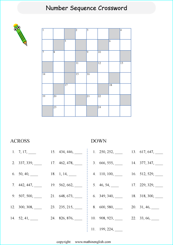 printable math crossword adding big numbers puzzle for kids