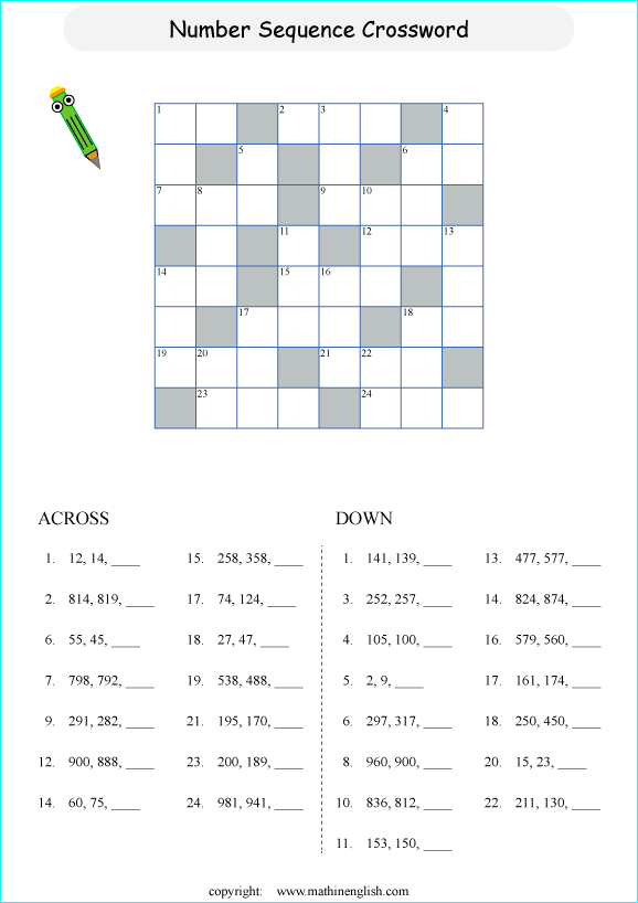 printable math crossword adding big numbers puzzle for kids