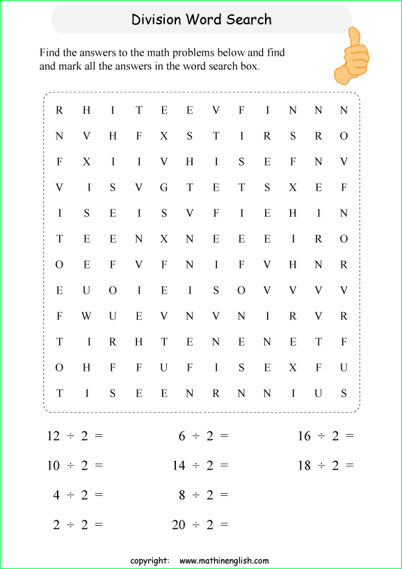 printable division word search puzzles for kids