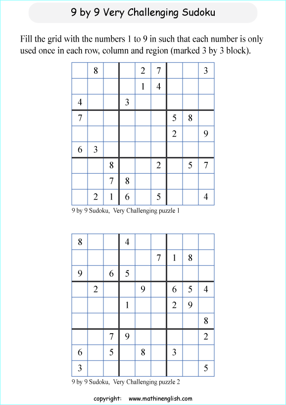 difficult 9 by 9 printable sudoky puzzle for kids