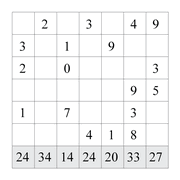 printable 10 by 7 Tenner grids math number and IQ puzzle for kids and math students