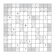 printable 12 by 12 Kakuro addition puzzle for kids