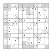 printable 12 by 12 Kakuro addition puzzle for kids