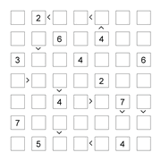 printable 7 by 7 More or Less math Sudoku for children