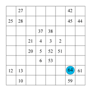 printable 8 by 8 Numbrix IQ number puzzle for kids