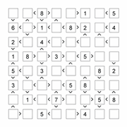 printable 8 by 8 More or Less math Sudoku for children
