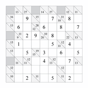 printable 9 by 9 Kakuro addition puzzle for kids