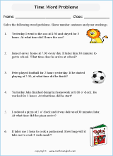 time word problems for primary math
