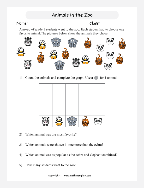 drawing pictographs worksheets for primary math  