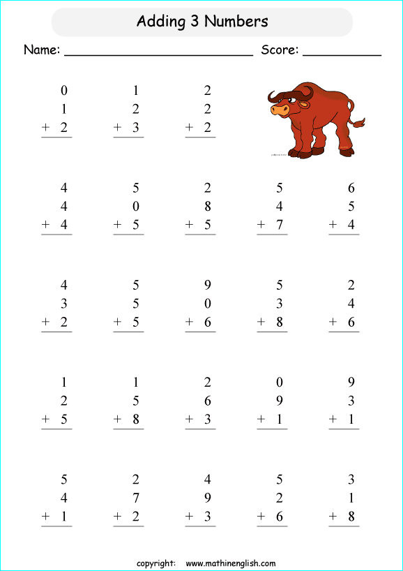 printable math 1 digit addition worksheets