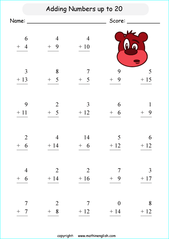 printable math 1 digit addition worksheets