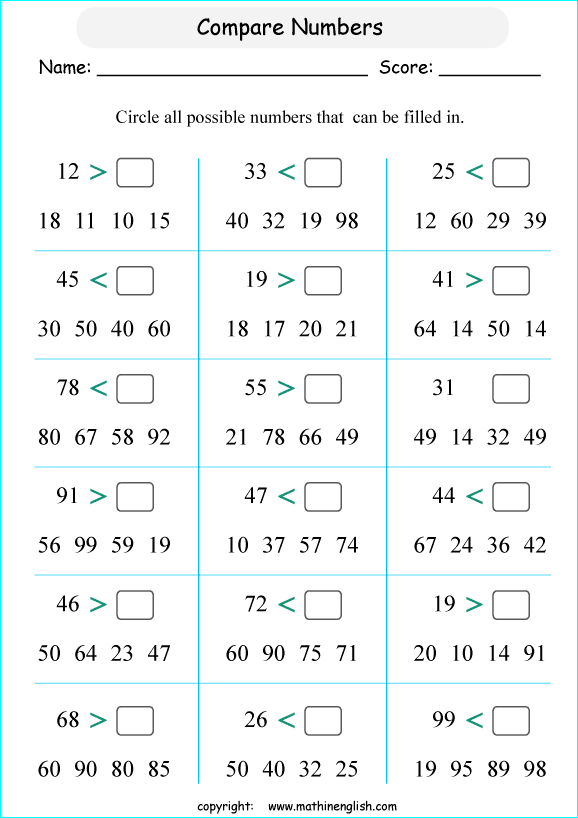 Compare Real Numbers Worksheet