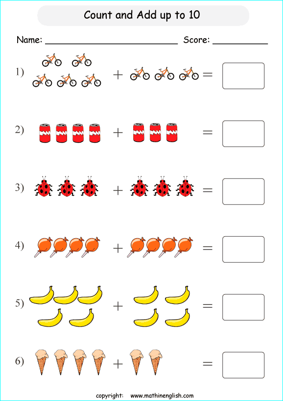 printable math addition pictures worksheets