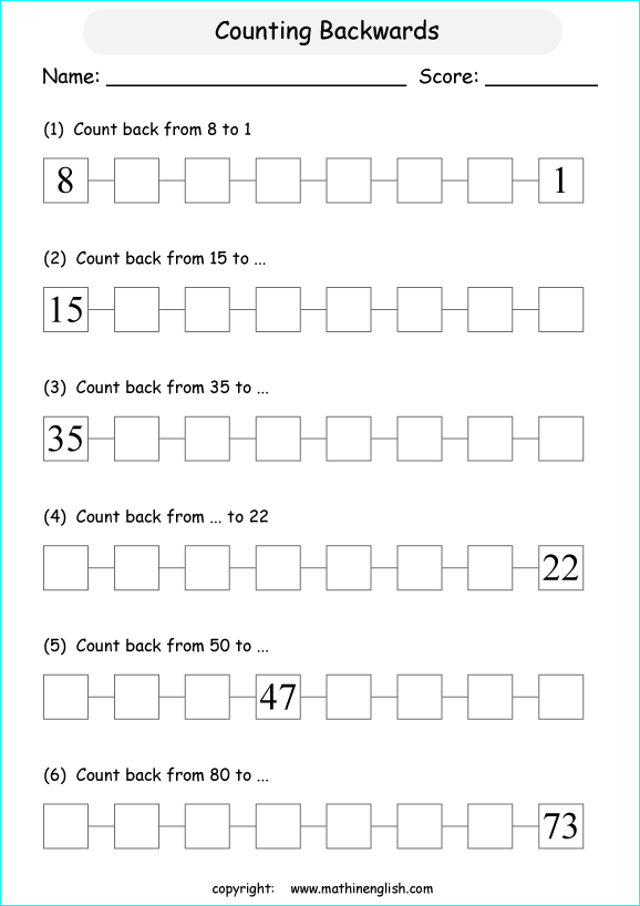 printable math countig numbers,  numeracy and number worksheets for primary and elementary math class