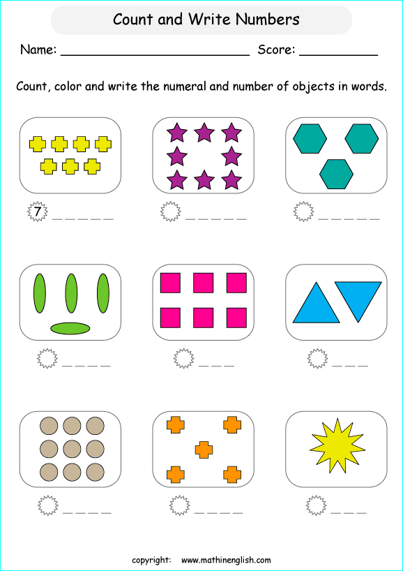 Numbers Worksheet Grade 1