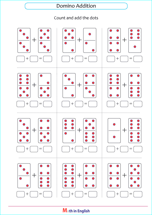 addition exercises with dominoes