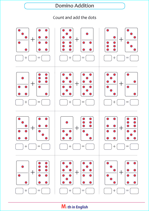 addition exercises with dominoes