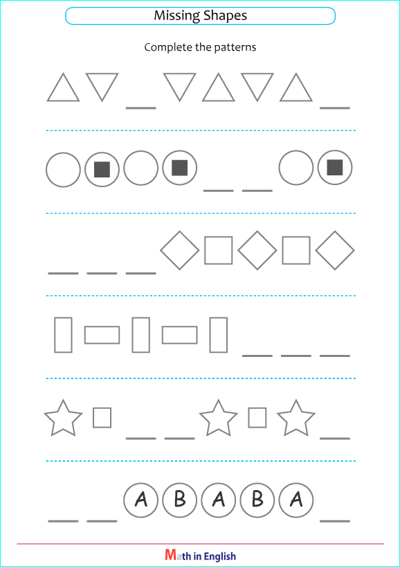 complete the shape sequences grade 1 worksheet