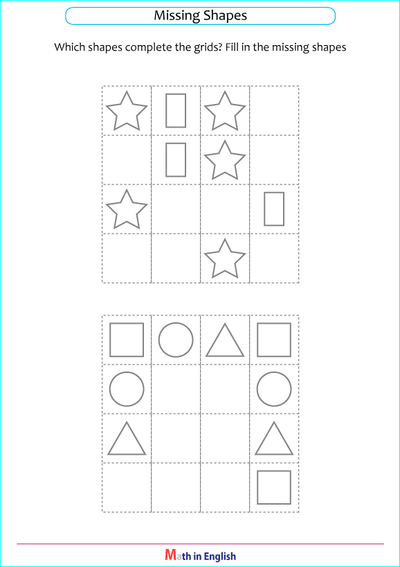complete the sequence and draw shapes