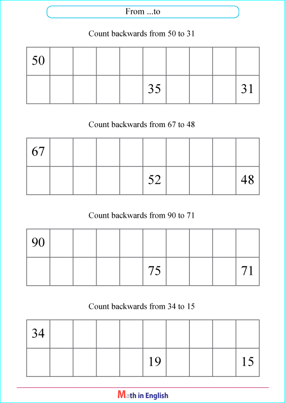 counting numbers up to 100 fill in boxes
