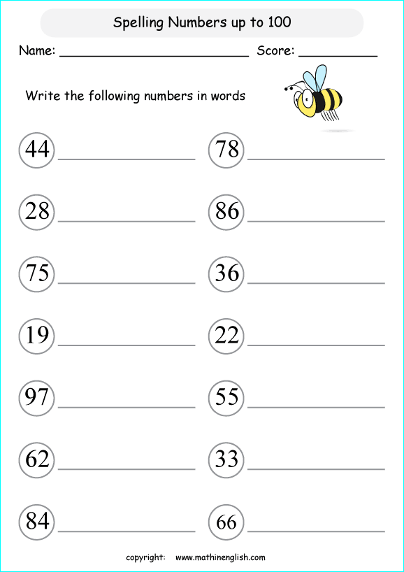 Numbers 1 100 In Words Worksheet