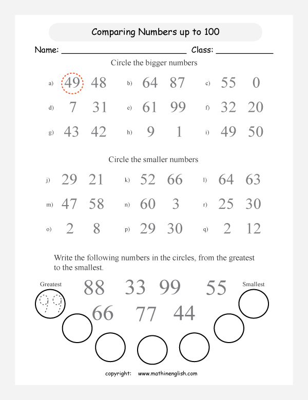 compare-numbers-up-to-100-circle-bigger-or-smaller-numbers-and-arrange-a-group-of-numbers-in