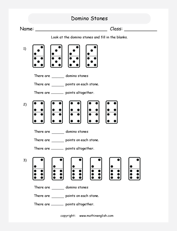 Multiply the number of points on domino stones. Multiplication