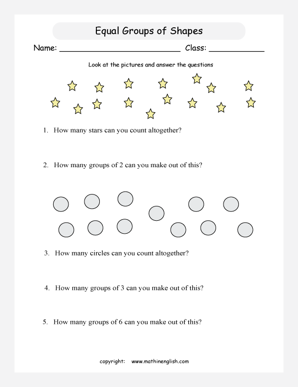 printable math  grouping picture division worksheets for kids in primary and elementary math class 