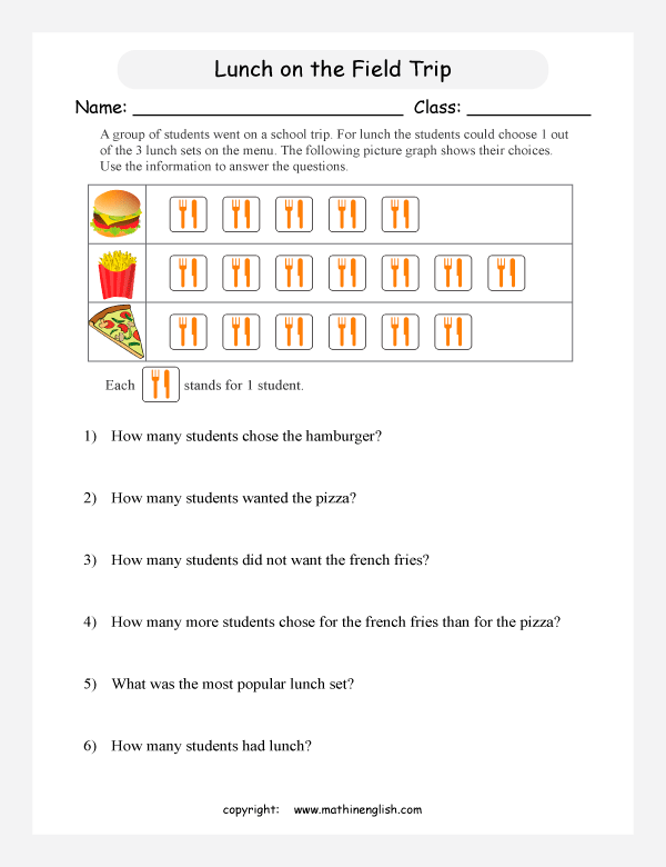 drawing pictographs worksheets for primary math  