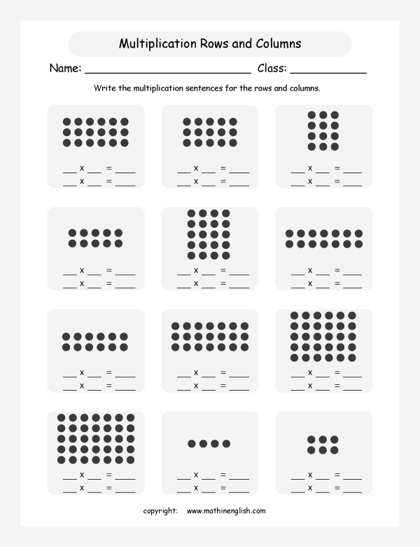 printable math multiplication with pictures worksheets for kids in primary and elementary math class 