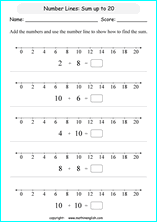 printable math addition number lines worksheets