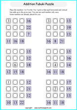 printable math addition number puzzles worksheets