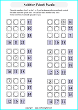 printable math addition number puzzles worksheets