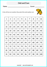 printable math odd and even numbers worksheets for kids in primary and elementary math class 