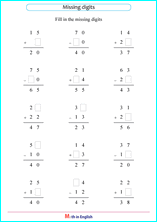 missing numbers in addition or subtraction exefrxises