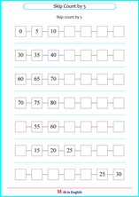 skip counting by steps of 5 worksheet