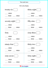 exercises with ones and tens worksheet
