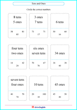 exercises with ones and tens worksheet