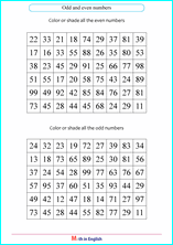 color the odd and even numbers