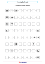 counting backwards worksheet