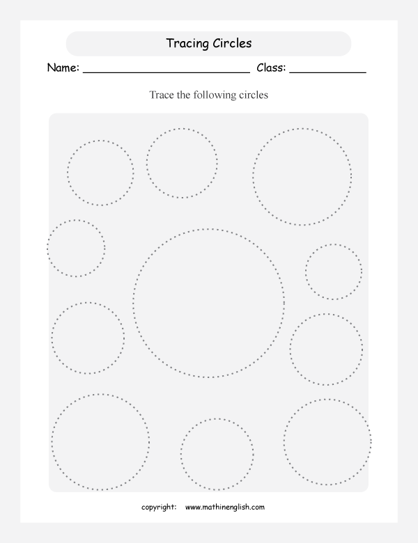 Trace a set of circles and color these. Math geometry drawing activity