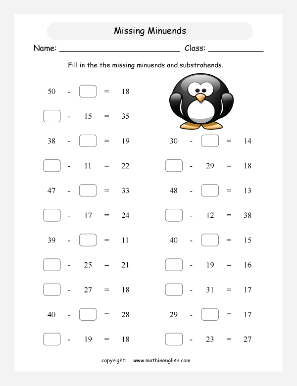 .Use and to  and you number subtraction addition worksheet solve math this skills subtraction sums missing addition