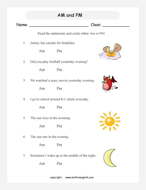 am and pm time worksheets for primary math