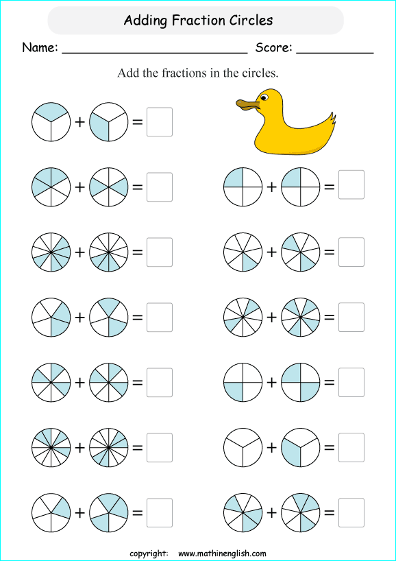 printable math addition like fractions worksheets