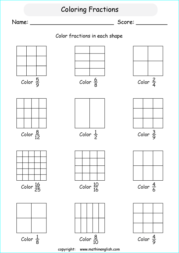 printable fraction with pictures and shapes worksheets for kids in primary and elementary math class 