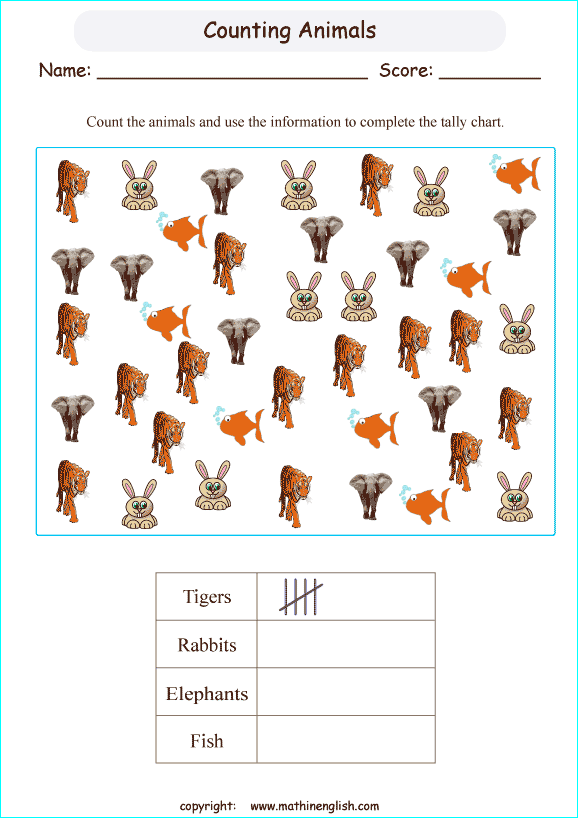 tally chart worksheets for primary math students