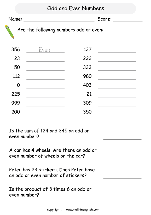 printable math odd and even numbers worksheets for kids in primary and elementary math class 