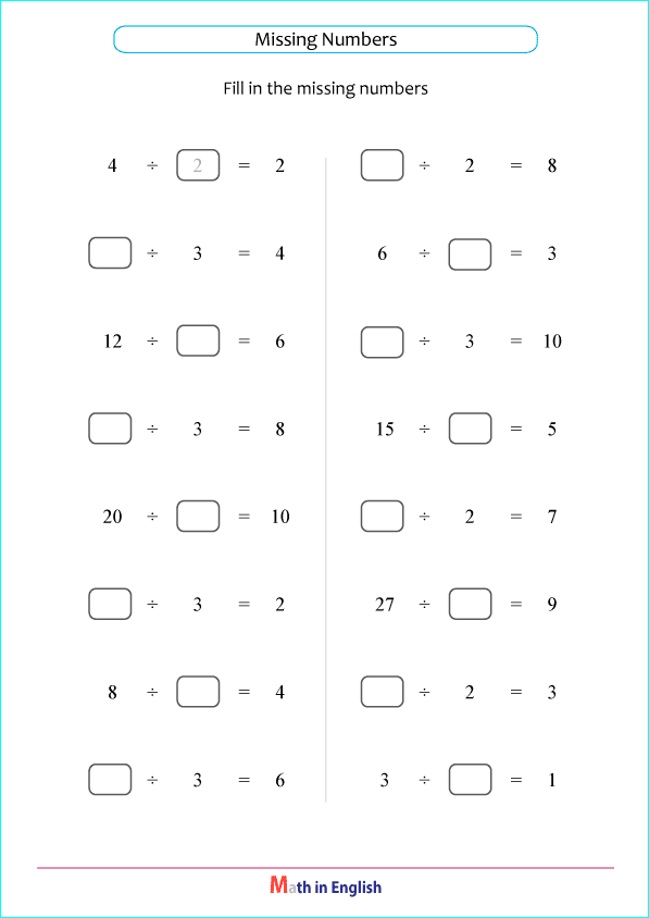 division by  and 3 math worksheet
