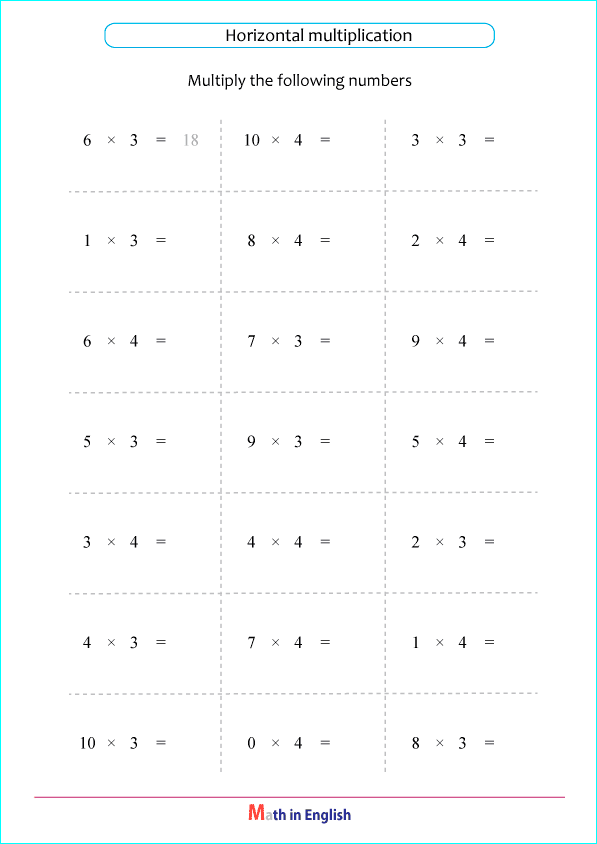times tables of 3 and 4
